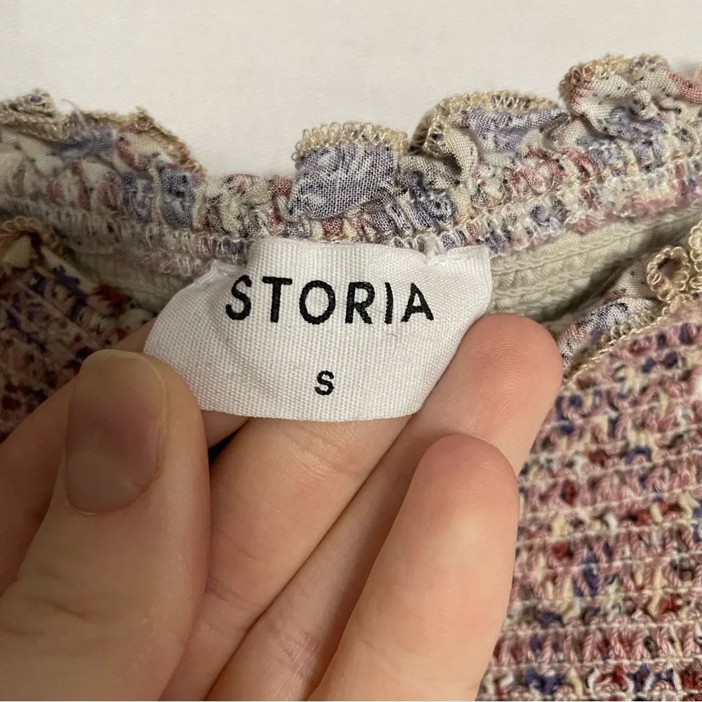 Storia Boho Smocked Chest Mixed Floral Print Tiered Peasant Mini Dress_3